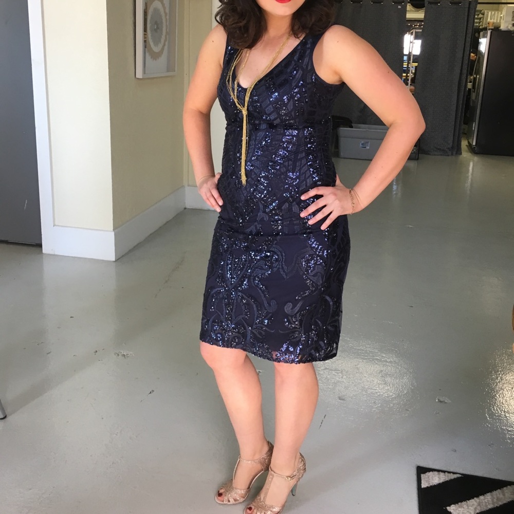 Nicole Miller Art Deco Inspired Sparkle Dress